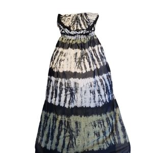 Massimo Off Shoulder Dress (S) Blk/Grn. Maxi.